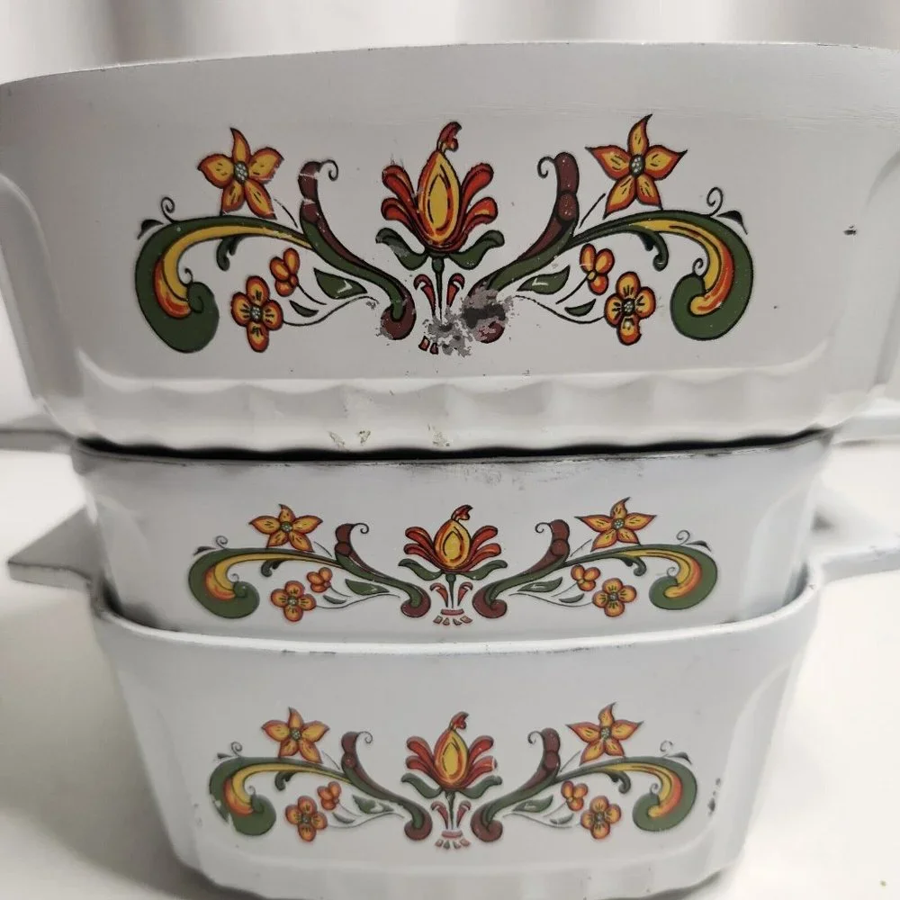 Vintage 3-Piece Nordic Ware Cast Bake Ware Casserole 2 Qt Bundt 1 1/2 Qt 1 Qt